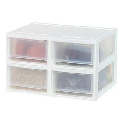 Afbeelding van Iris Ohyama, Opberglade, slaapkamercommode, kunststof opbergtoren, kantoor, set van 4, wit, voor garage, slaapkamer, BPA vrij, MSD 1