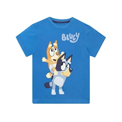 Afbeelding van T shirt Bluey shirts met korte mouwen voor jongens Blauw Bingo Kinderkleding zomer 18 maanden tot 5 jaar,