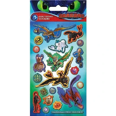 Afbeelding van Paper Projects 01.70.06.174 DreamWorks Dragons glitterstickers, officieel gelicentieerd product, herbruikbaar op niet poreuze oppervlakken, eenheidsmaat