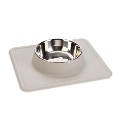 Afbeelding van Karlie Edelstalen Voerbak Silicoon Dex 350ml, Ø14cm lichtgrijs Hond