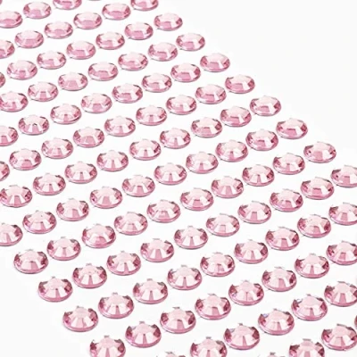 Afbeelding van Movoja Rosane 220 stuks ronde strass steentjes 8 mm stickers voor decoratie en knutselen edelstenen om op te plakken decoratieve stenen knutselen, roze