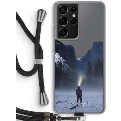Afbeelding van hoesje met Koord geschikt voor Samsung Galaxy S21 Ultra Wanderlust Telefoonhoesje Zwart Bescherming aan alle Kanten en Over de Schermrand