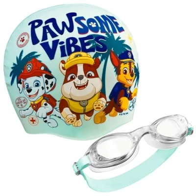 Afbeelding van Paw Patrol Zwembril voor kinderen, zwembrilset, anti condens, badmuts (blauw, 3 6 jaar)