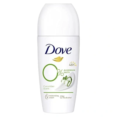 Afbeelding van Dove, deodorant Roll On Advanced 0% Zout Go Fresh komkommer, anti transpirant, formule zonder alcohol en aluminiumzouten, bescherming tot 48 uur, voor dames heren, 50 ml