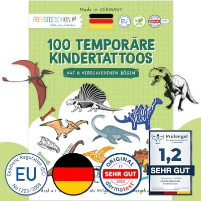 Afbeelding van 100 opplaktatoeages dinosaurussen voor kinderen huidvriendelijk ontwerp verjaardagscadeau of cadeau, vegan