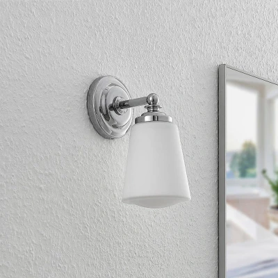 Afbeelding van Arcchio Mahdi badkamerlamp, glazen kap, chroom