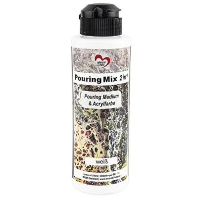 Afbeelding van Ideen mit Herz Pouring Mix 2 in 1 medium &amp; acrylverf 180 ml Geen mengen met vloeistof, of siliconenolie (wit)