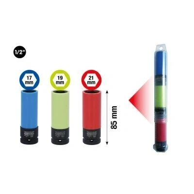 Afbeelding van KS Tools 515.0875 1/2 aluminium velgen krachtsteekdop set robuust, 3 delig in kunststof buis