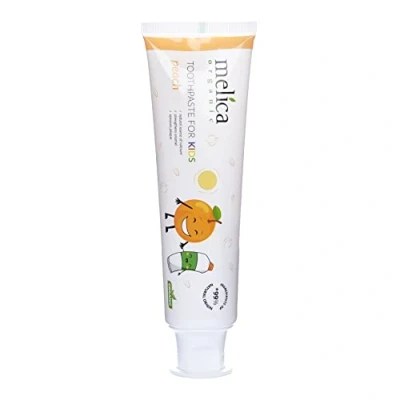 Afbeelding van MELICA ORGANIC Biologisch 99% Natuurlijke PERZIK BIO TANDPASTA voor BABY en KINDEREN KIDS met XYLITOL KALIDENT CALCIUM zonder Fluoride, SLS, SLES, parabenen, kleurstoffen, suiker, alcohol, antiseptica 100g