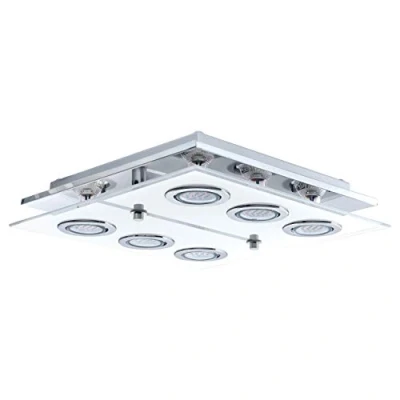 Afbeelding van EGLO Cabo Plafondlamp Vierkant 6 Lichts Chroom Wit, Helder
