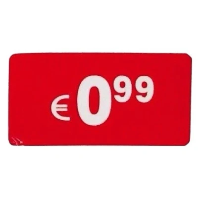 Afbeelding van Prijskaartjes 0,99 pakket met 1000 stickers, rechthoekig, rood, verwijderbaar, prijs, zelfklevend, kortingen, aanbieding