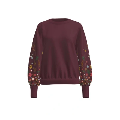 Afbeelding van Only Trui Onlbrooke L/s O neck Flower Swt Noo 15216364 Windsor Wine/sleeve Flo Dames Maat L
