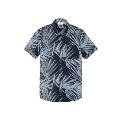 Afbeelding van GARCIA Heren All over print Overhemd Blauw Korte mouw