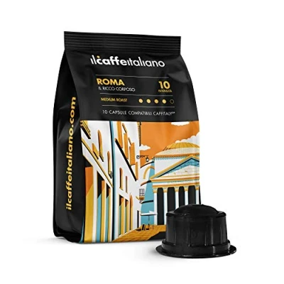 Afbeelding van FRHOME 100 koffiecapsules compatibel met Caffitaly Koffiemengsel Roma Intensiteit 10 Il Caffè italiano