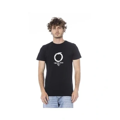 Afbeelding van TRUSSARDI Tru2MTS03 Heren T shirt korte mouwen logo print puur katoen, 05 Zwart Zilver