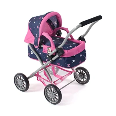 Afbeelding van Bayer Chic 2000 Kleine Poppenwagen Smarty Vlinders Navy Roze