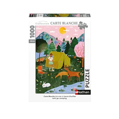 Afbeelding van Nathan puzzel 1000 stukjes Let&#039;s go camping Laura Lhuillier Volwassenen en kinderen vanaf 14 jaar Hoogwaardige Collectie Carte Blanche 87644