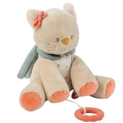 Afbeelding van Nattou Kat Lana Muziek Knuffel 30 cm Zand Beige
