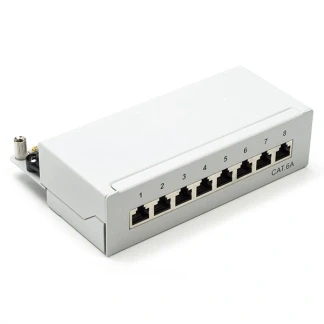 Afbeelding van Patchpaneel Cat6a S/FTP 8 poorten (Desktop, Grijs)