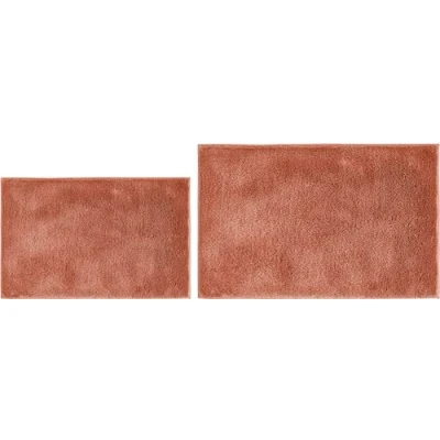 Afbeelding van andiamo Florida Set van 2 badmatten, antislip, zacht, pluizig, wasbaar, 40 x 60 cm + 50 80 cm, roestrood