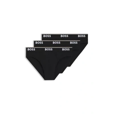 Image de BOSS Hommes Brief 3P Power Lot de Trois Slips en Coton Stretch avec Logos à la Taille, Noir001, M