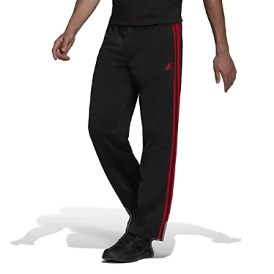 Afbeelding van adidas Essentials Warm up Open Hem 3 Stripes Tracksuit Bottoms Herenbroek, zwart/scharlakenrood