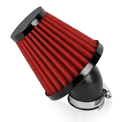 Afbeelding van psler Motorfiets conische luchtfilter, 35 mm, 45 graden schuine slang, universeel gebruikt voor pocketbike, motorcross (rood)