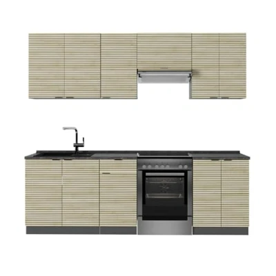 Afbeelding van Vicco Fame Line Complete keukeneenheid 240 cm , WB Antraciet Eiken paneel/antraciet