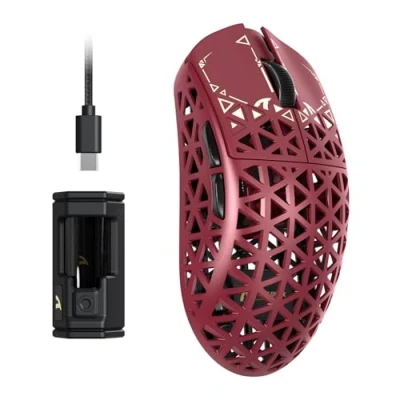 Afbeelding van ATTACK SHARK R5 Ultra Souris Gaming sans fil HyperSpeed Fibre de Carbone, Ultralégère 39g, Filaire 2,4 G/BT/USB C, Capteur PAW3950MAX, Fréquence d&#039;Interrogation 8KHz, 42Kppp, Windows/Mac Rouge