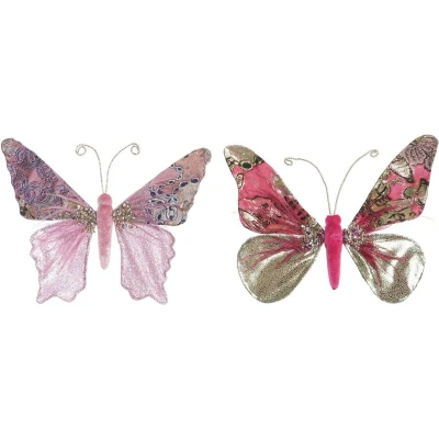 Afbeelding van Kerstversiering DKD Home Decor Polyester Vlinder (22 x 3 18 cm) (2 Stuks)