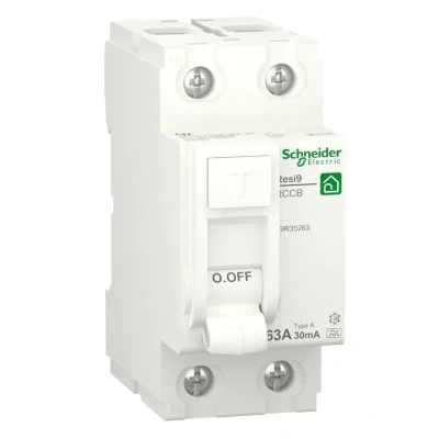 Afbeelding van Aardlekschakelaar 2P 63A 6000A 30mA Type A Resi9 Schneider Electric R9R35263