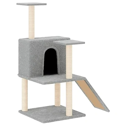 Afbeelding van vidaXL Kattenmeubel met sisal krabpalen 109 cm lichtgrijs