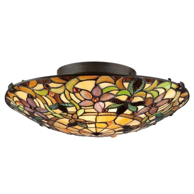 Afbeelding van Quoizel Tifanny LED Plafondlamp Kami 2X E27 Max 60W Dimbaar Vintage Bronze