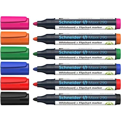 Afbeelding van Schneider Maxx 290 Whiteboardmarker, 5 + 1 Gratis, Assorti Whiteboardmarker
