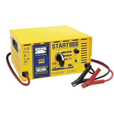 Afbeelding van GYS 25530 Conventionele acculader en starter voor voertuigen met vloeibare elektrolyt, 12 V (35 80 Ah) of dieptebatterijen, geel