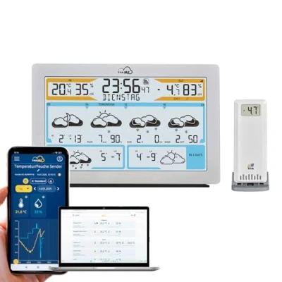 Image de TFA Dostmann Station mètèo Wifi TFA.me ID 02, 35.8100, prévisions météo par wetter.com 3 6 jours, portail en ligne, capteur extérieur sans fil, alerte météo, monde entier, argenté
