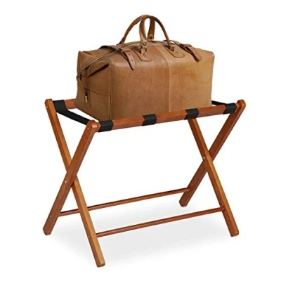 Afbeelding van Relaxdays Opvouwbare bagagedrager van hout, 54,5 x 66 44 cm (h b d), kofferkruk voor hotel en thuis, naturel