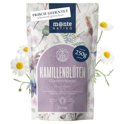Image de Camomille naturelle Monte Nativo (250g) Thé Infusion Chamomilla Infusions d&#039;herbes aux herbes Soigneusement coupé et séché 100% pur naturel