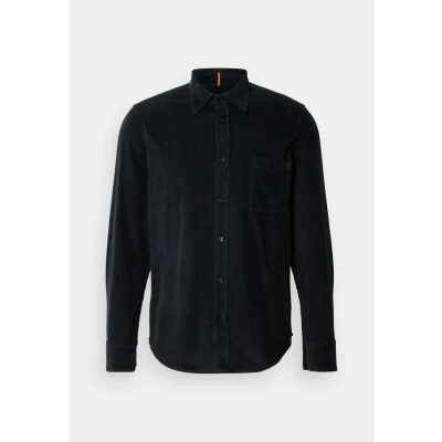 Afbeelding van HUGO BOSS heren Relegant regular fit overshirt van corduroy met borstzak in de kleur Donkerblauw, maat: S