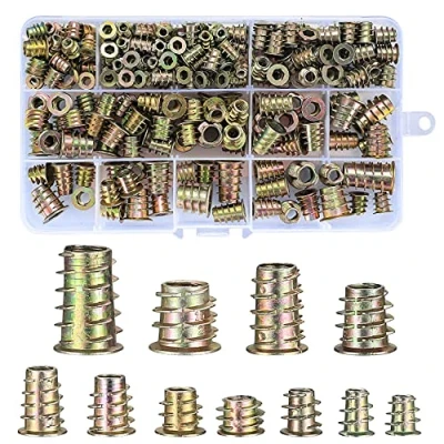 Afbeelding van Zinken Houtmeubel 230 Schroefmoer Set, M4/M5/M6/M8/M10 Ingezette Moeren, Inwendige Zeskante Houtled Moeren voor Houten Meubels en Getapte Inzetstukken