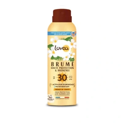 Image de LOVEA Brume Solaire FPS 30 Haute Protection &amp; Bronzage Visage Corps Activateur De Monoï Tahiti UVA/UVB Fini Invisible Vegan Fabriqué En France 40 g