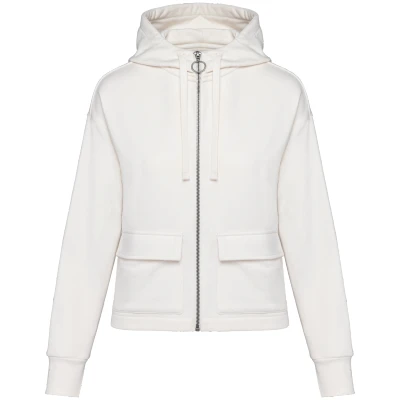 Afbeelding van Native Spirit Ecologische damessweater met rits en capuchon French Terry NS409 Ivory