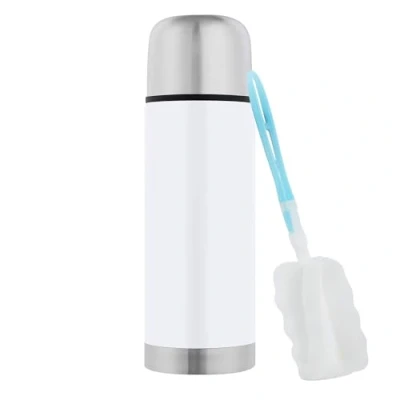 Afbeelding van GRÄWE thermosfles van roestvrij staal, 350 ml, voor onderweg met beker, lekvrij, vaatwasmachinebestendig, wit
