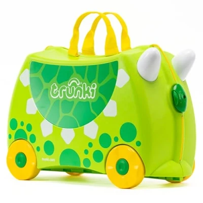 Afbeelding van Trunki Ride On kinderkoffer op wieltjes en handbagage, Rex de Dinosaur (Groen), 46 cm
