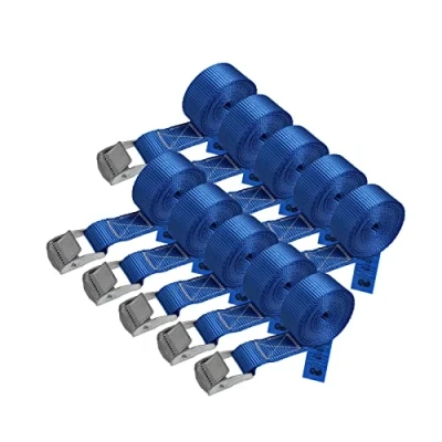 Afbeelding van Klauwriem, spanriem, bevestigingsriem blauw 2,5 m, 4 6 m verschillende hoeveelheden, maximale belasting 250 kg, DIN EN 12195 2, 10 stuks tot cm x
