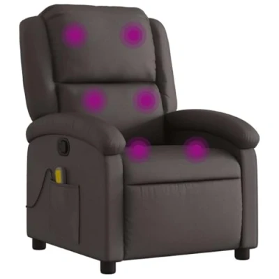 Afbeelding van vidaXL Massagestoel donkerbruin echt leer