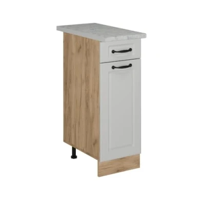 Afbeelding van Vicco Keukenonderkast R Line, Wit Landhuis/Krachtige eik goud, 30 cm WB Marmer