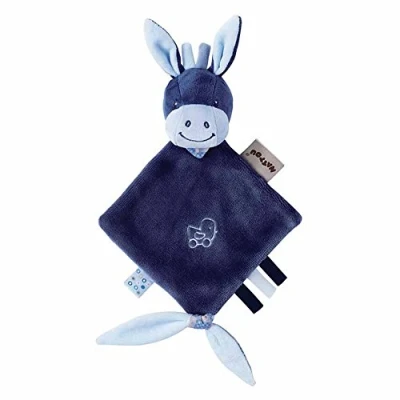 Afbeelding van Nattou Mini knuffeldoekje van Alex het konijn, met bevestiging voor fopspeen, 30 x 20 5 cm, &amp; Bibou, blauw, 321136