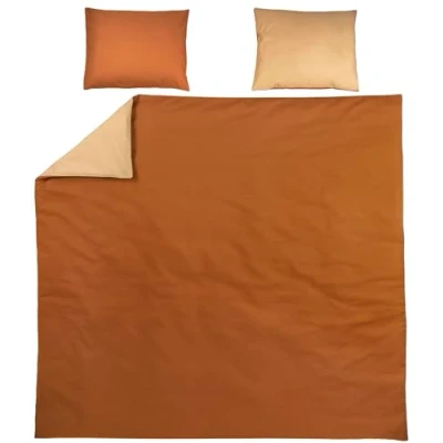 Afbeelding van Meyco Uni dekbedovertrek + kussenslopen 240x200/220 cm Camel/Warm Sand