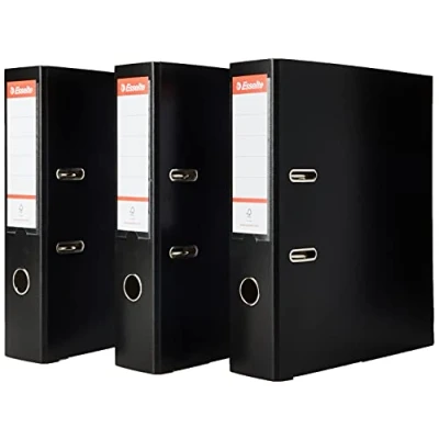 Afbeelding van Esselte Essentials, set van 3 ordners, zwart, rug 75 mm, A4, PP, 624294